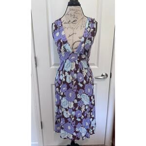 Lux Urban Outfitters Women's sz L Low Cut Floral Sundress Midi Y2K Fall attire